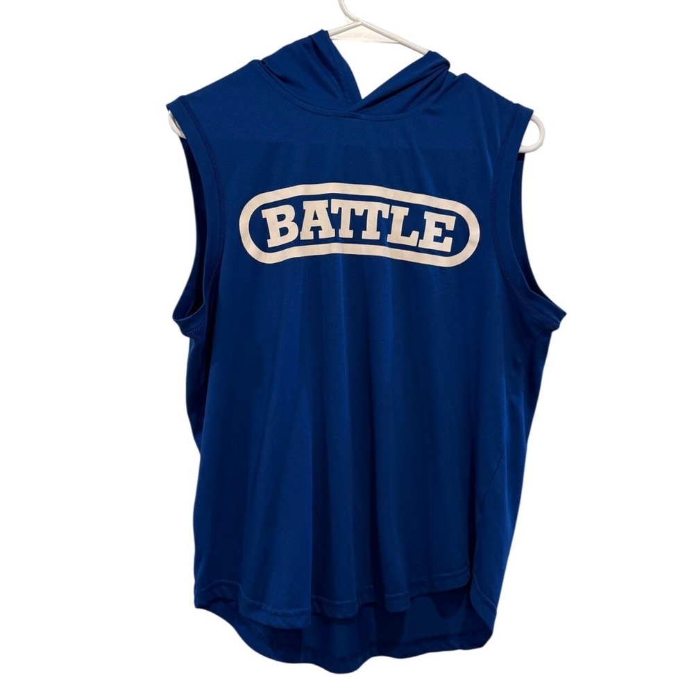 Battle Sports Mens Royal Blue Sleeveless Performance Training Hoodie Size Medium